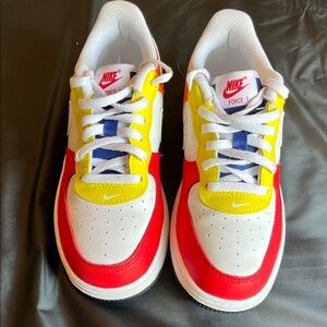 Nike Air Force 1 Kids' Red, Yellow, blue, green, orange and White Sneakers